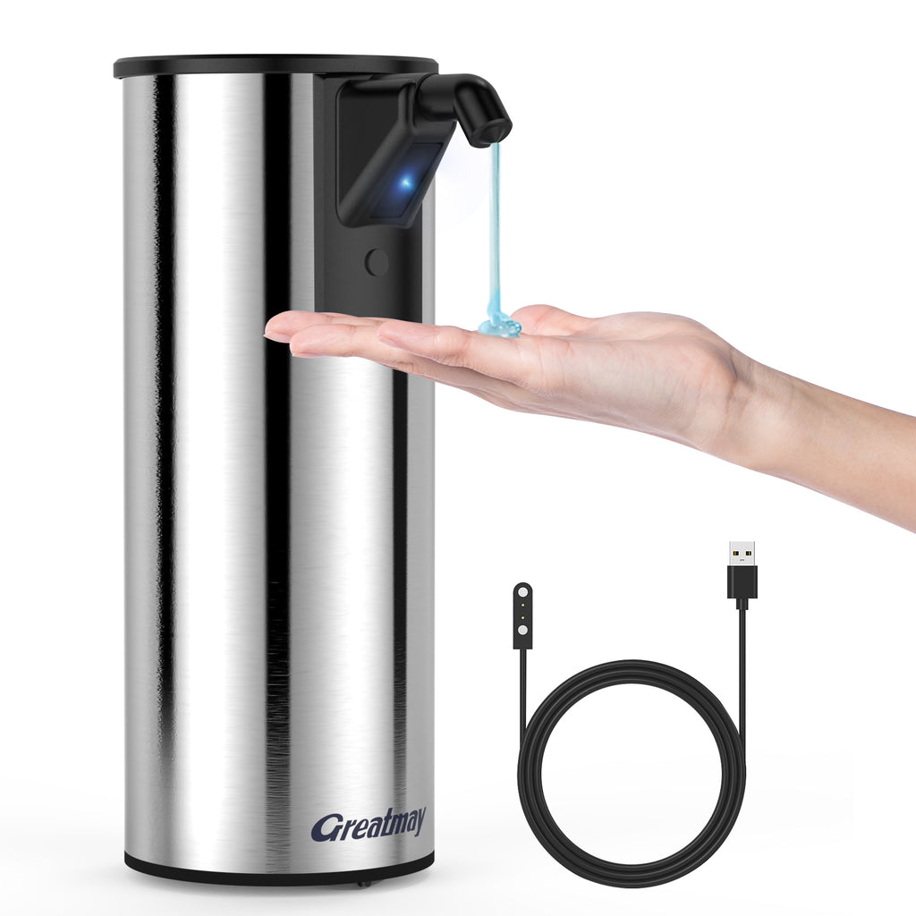 Automatic Soap Dispenser,Stainless Steel Material, Rechargeable Touchless Hand Sanitizer Pump,4 Adjustable Levels Smart Electric Dispenser,Suitable for Bathroom,Kitchen