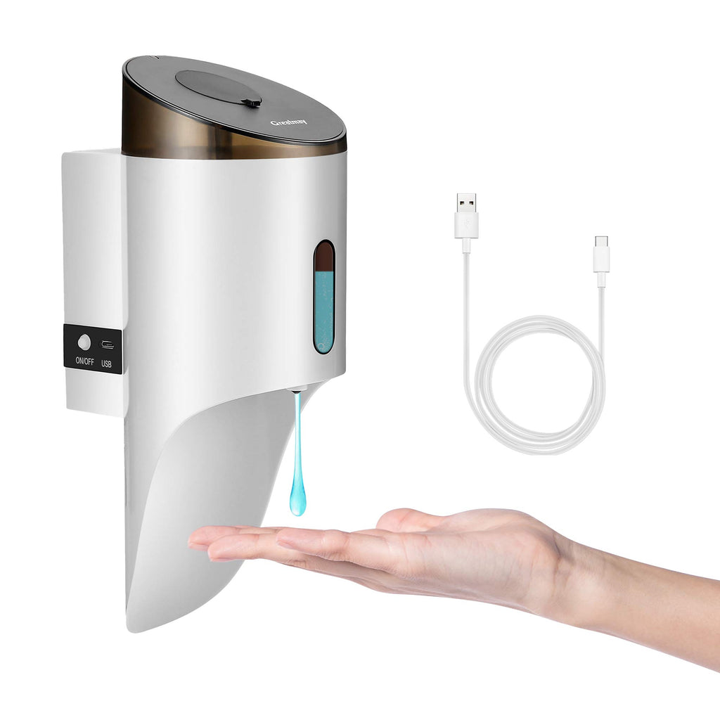 Automatic soap dispenser, 4 adjustable settings, rechargeable electric liquid dispenser, 750ml non-contact hand sanitizer pump, suitable for bathrooms and kitchens, wall-mounted.