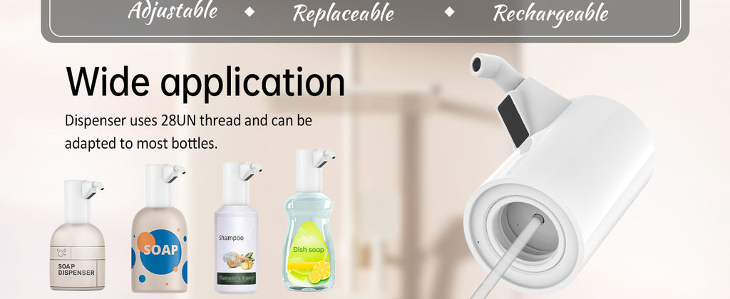 Automatic Soap Dispenser Adjustable,4 Adjustable Levels Rechargeable Electric Liquid Dispenser,450ml Touchless Hand Sanitizer Pump for Bathroom and Kitchen,The Bottle is Replaceable