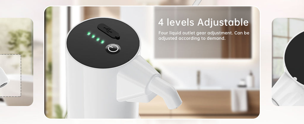 Automatic Soap Dispenser Adjustable,4 Adjustable Levels Rechargeable Electric Liquid Dispenser,450ml Touchless Hand Sanitizer Pump for Bathroom and Kitchen,The Bottle is Replaceable