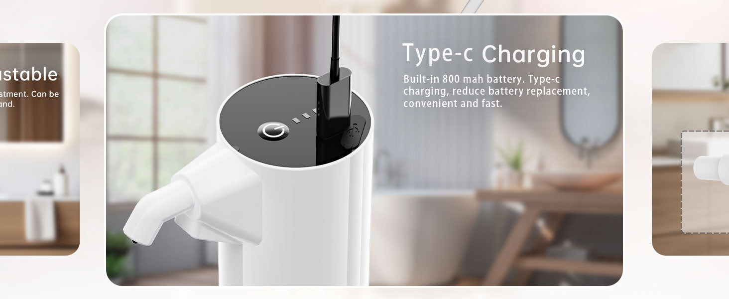 Automatic Soap Dispenser Adjustable,4 Adjustable Levels Rechargeable Electric Liquid Dispenser,450ml Touchless Hand Sanitizer Pump for Bathroom and Kitchen,The Bottle is Replaceable