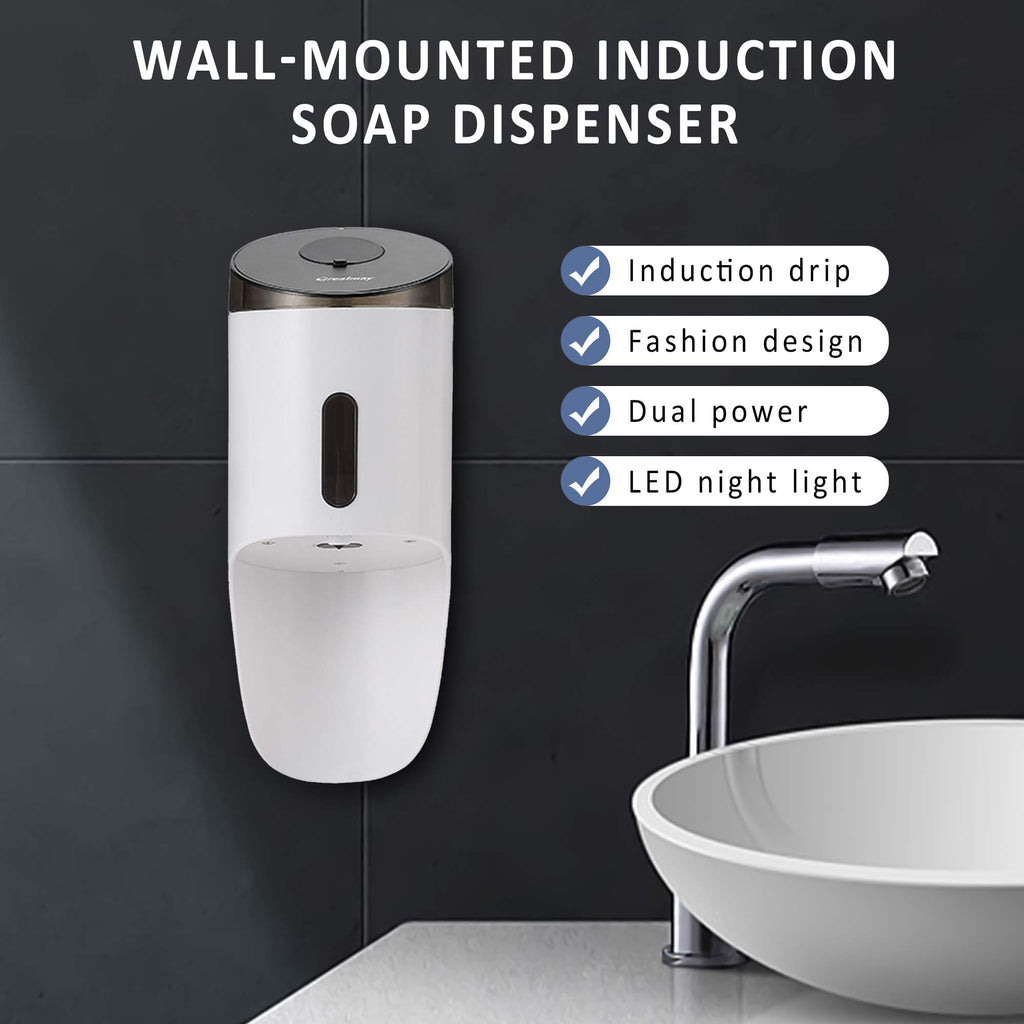 Automatic soap dispenser, 4 adjustable settings, rechargeable electric liquid dispenser, 750ml non-contact hand sanitizer pump, suitable for bathrooms and kitchens, wall-mounted.