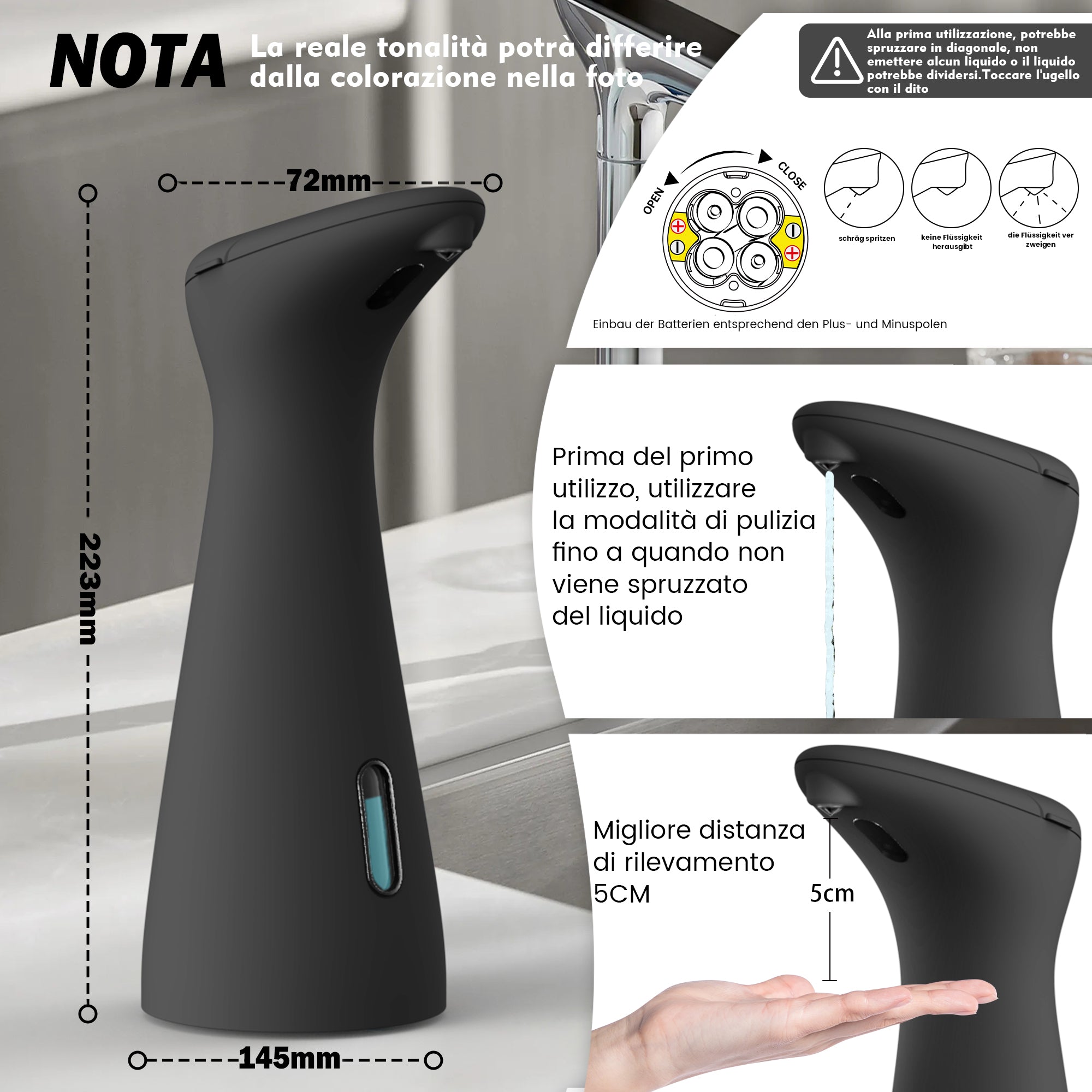 Automatic Liquid Soap Dispenser,200ML Touchless 4 Gear Adjustable,Countertop Electric Battery Operatedwhite Hand Soap Dispenser with Sensor for Bathroom,Kitchen,Office