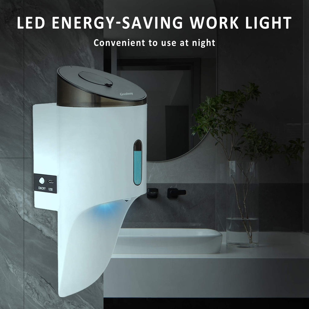 Automatic soap dispenser, 4 adjustable settings, rechargeable electric liquid dispenser, 750ml non-contact hand sanitizer pump, suitable for bathrooms and kitchens, wall-mounted.