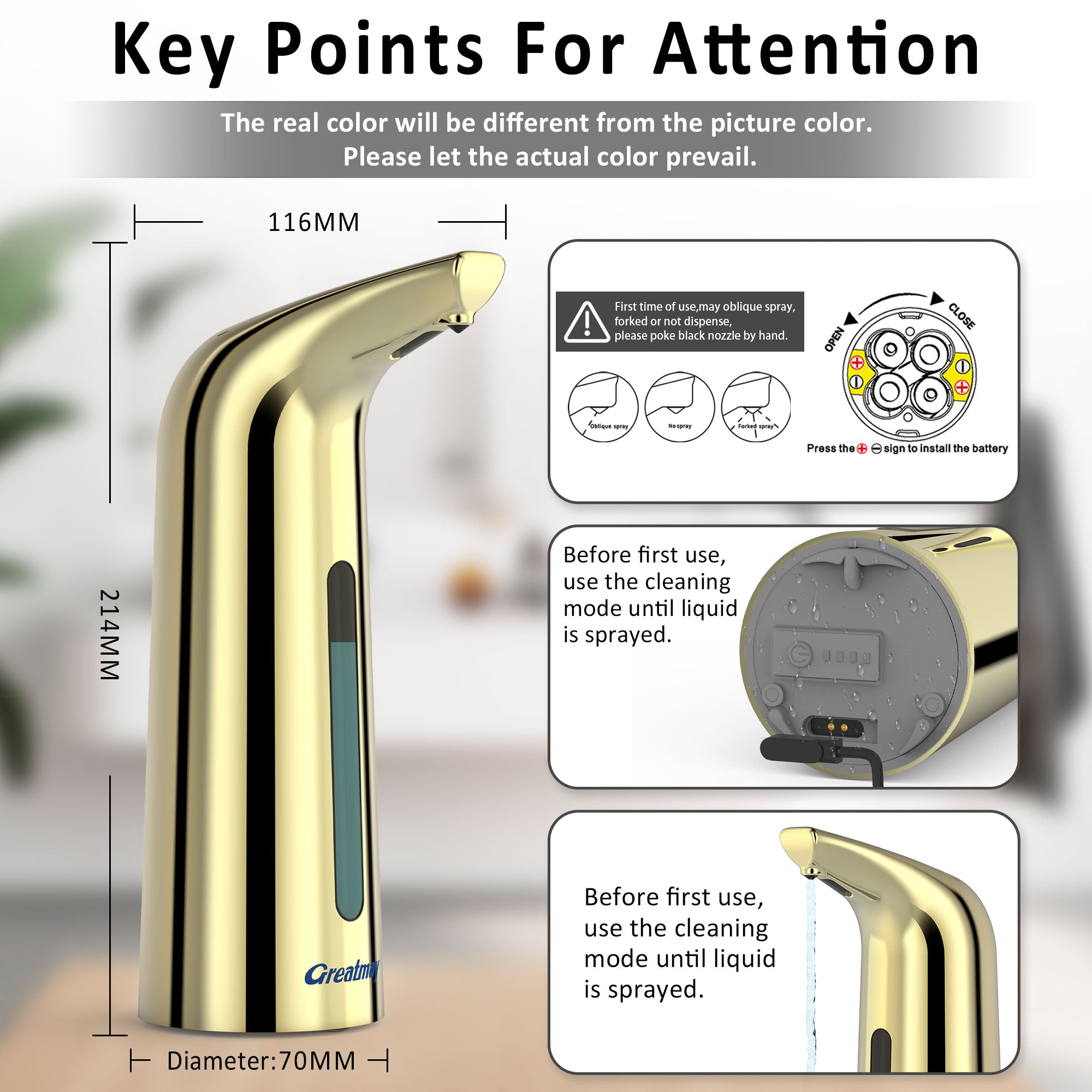 Convenient Automatic Soap Dispenser,4 Adjustable Levels Touchless Hand Sanitizer Pump with Infrared Sensor, 400 ml Countertop Electric Soap Dispenser for Bathroom,Kitchen