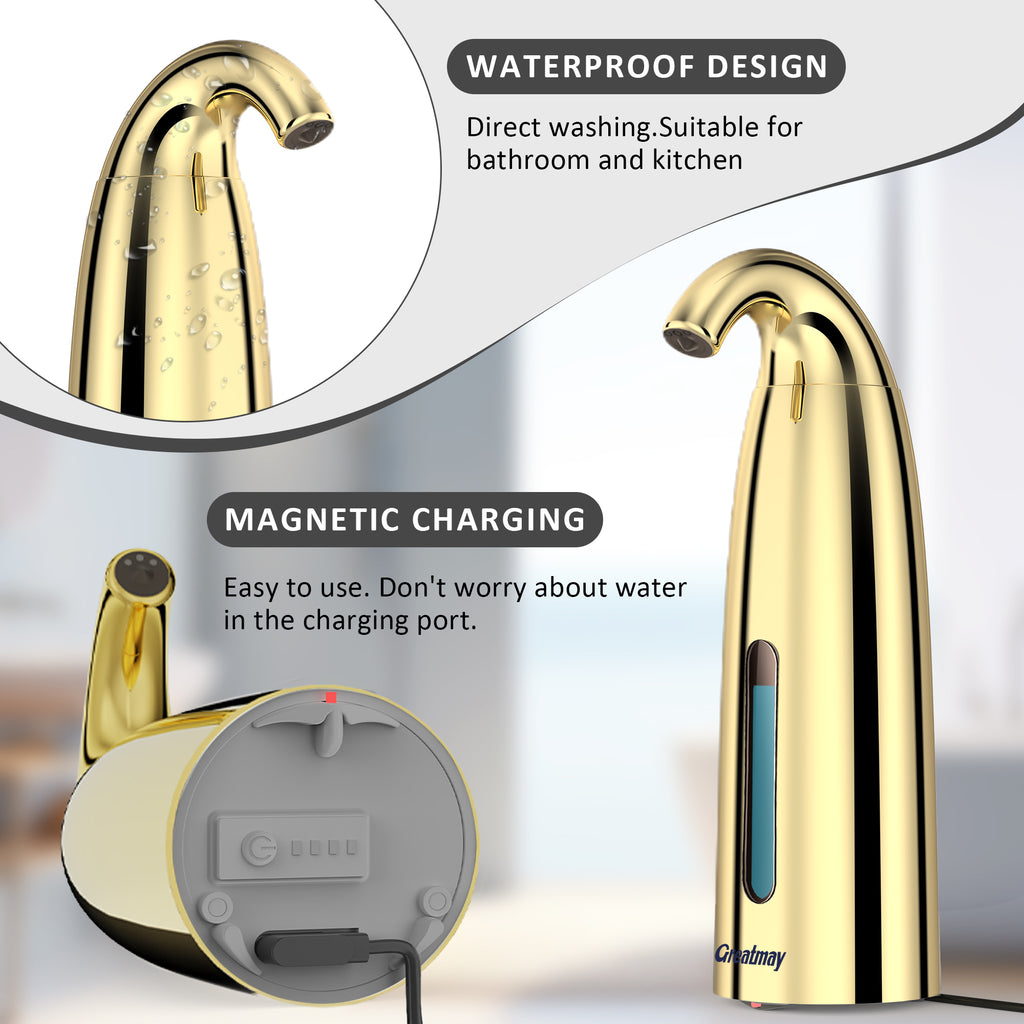 Convenient Automatic Soap Dispenser,4 Adjustable Levels Touchless Hand Sanitizer Pump with Infrared Sensor, 350 ml Countertop Electric Soap Dispenser for Bathroom,Kitchen