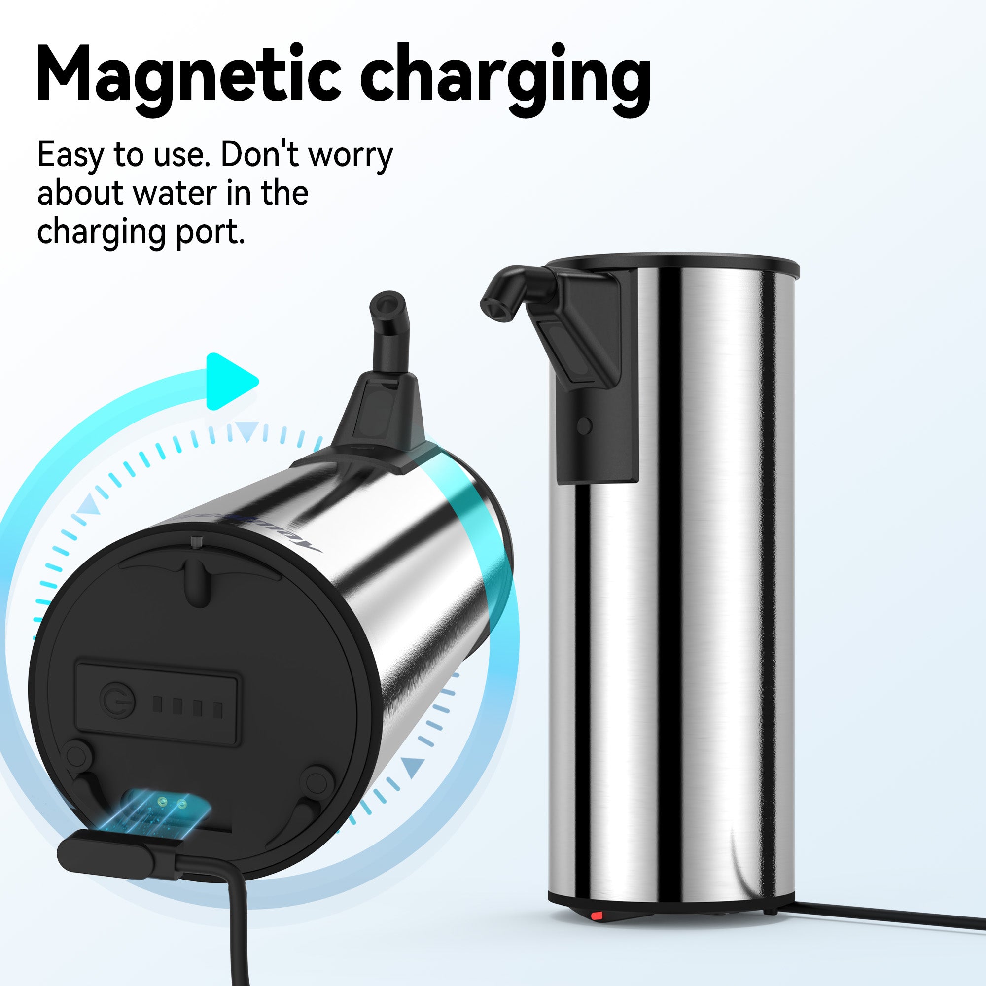 Automatic Soap Dispenser,Stainless Steel Material, Rechargeable Touchless Hand Sanitizer Pump,4 Adjustable Levels Smart Electric Dispenser,Suitable for Bathroom,Kitchen