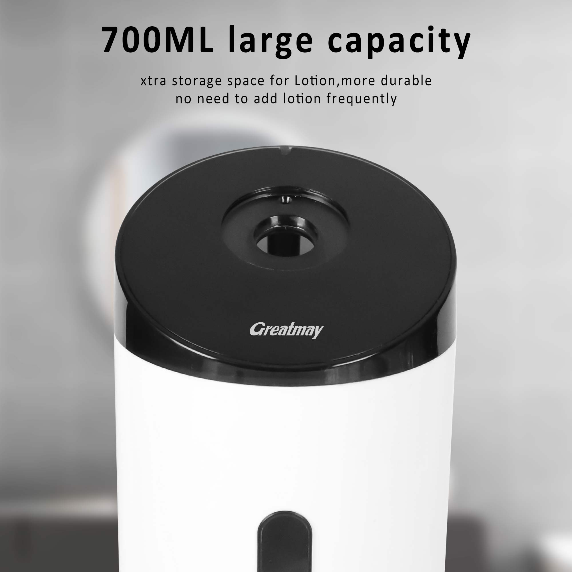Automatic soap dispenser, 4 adjustable settings, rechargeable electric liquid dispenser, 750ml non-contact hand sanitizer pump, suitable for bathrooms and kitchens, wall-mounted.