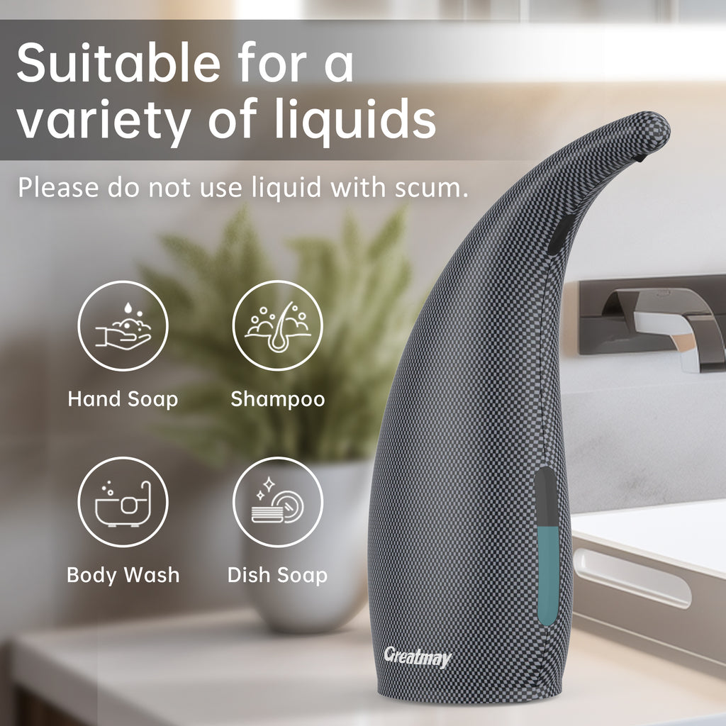 Adjustable automatic soap dispenser, non-contact, 4-speed adjustable, non-contact sensor liquid soap pump, 300ml AAA battery powered dispenser, suitable for kitchens and bathrooms.