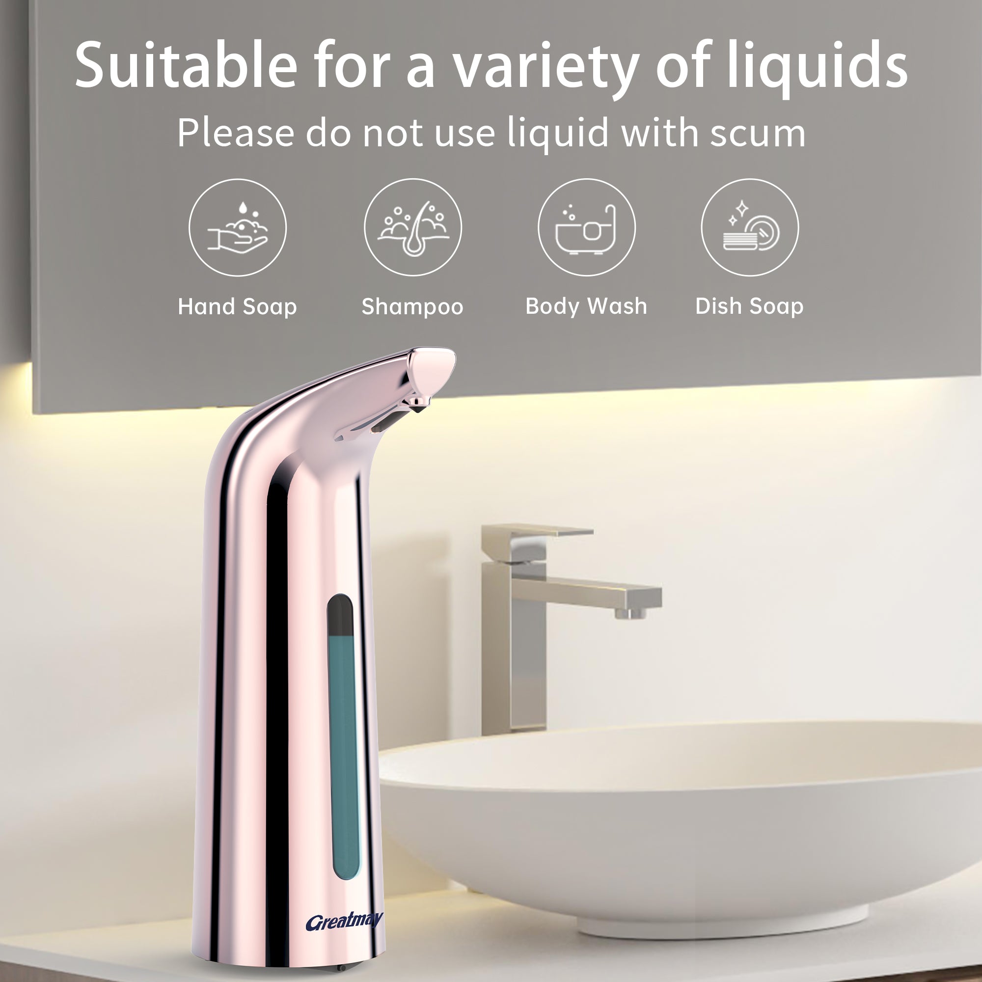 Convenient Automatic Soap Dispenser,4 Adjustable Levels Touchless Hand Sanitizer Pump with Infrared Sensor, 350 ml Countertop Electric Soap Dispenser for Bathroom,Kitchen