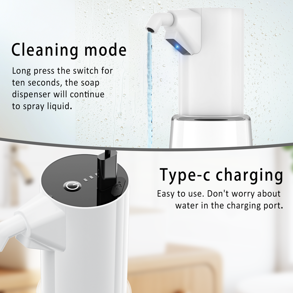 Automatic Soap Dispenser Adjustable,4 Adjustable Levels Rechargeable Electric Liquid Dispenser,450ml Touchless Hand Sanitizer Pump for Bathroom and Kitchen,The Bottle is Replaceable