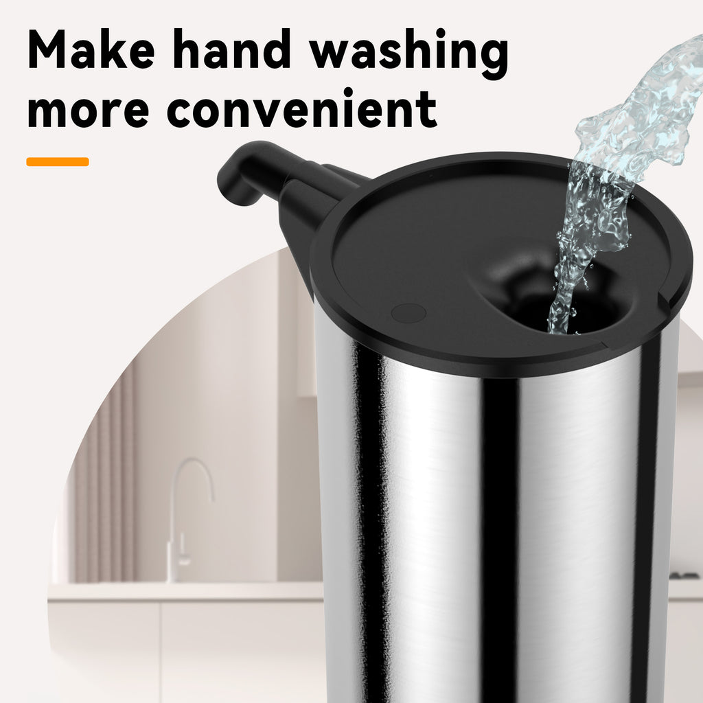 Automatic Soap Dispenser,Stainless Steel Material, Rechargeable Touchless Hand Sanitizer Pump,4 Adjustable Levels Smart Electric Dispenser,Suitable for Bathroom,Kitchen
