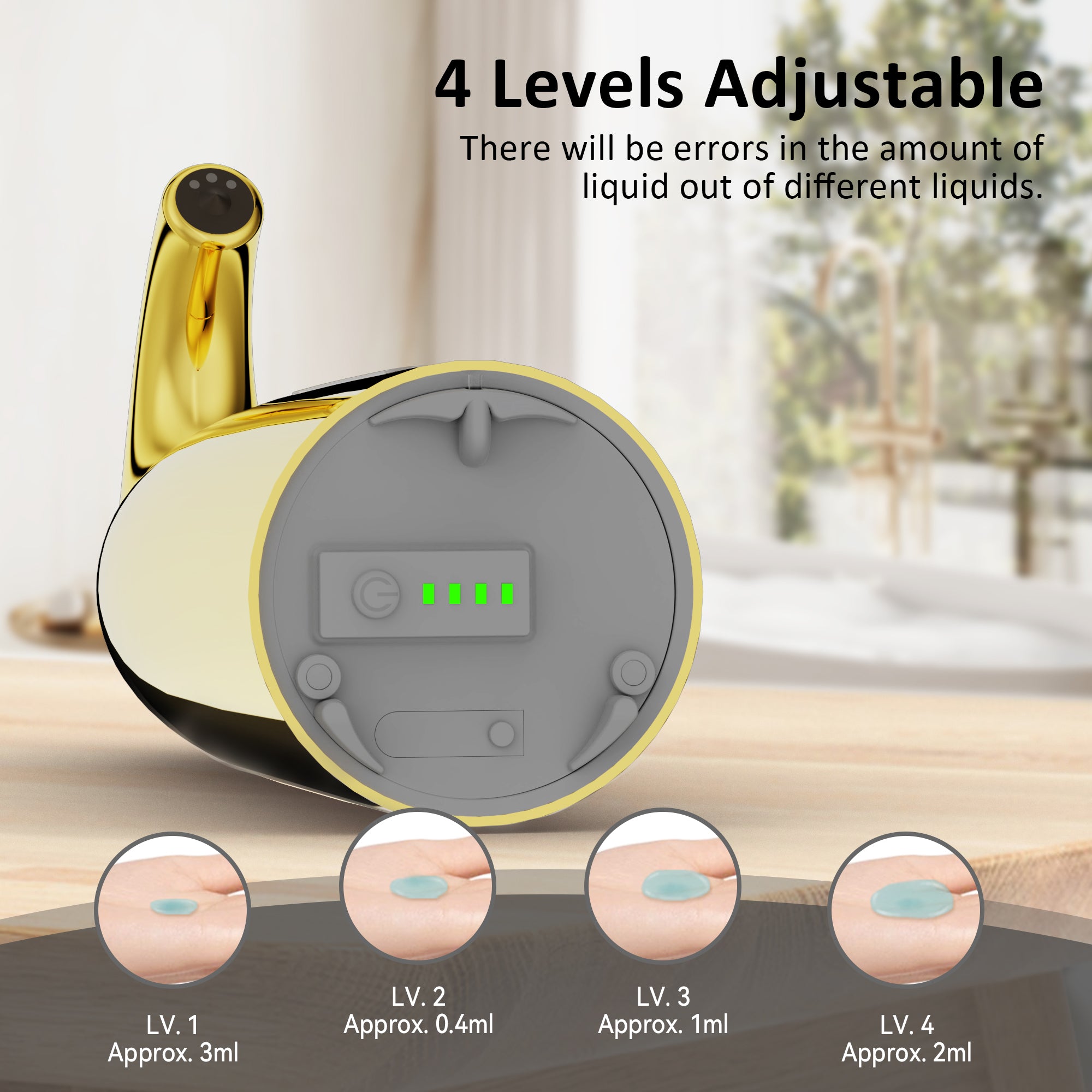 Convenient Automatic Soap Dispenser,4 Adjustable Levels Touchless Hand Sanitizer Pump with Infrared Sensor, 350 ml Countertop Electric Soap Dispenser for Bathroom,Kitchen