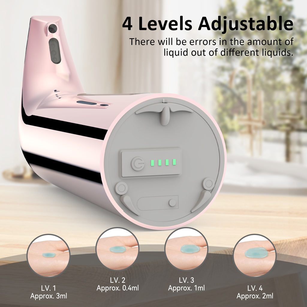 Convenient Automatic Soap Dispenser,4 Adjustable Levels Touchless Hand Sanitizer Pump with Infrared Sensor, 350 ml Countertop Electric Soap Dispenser for Bathroom,Kitchen
