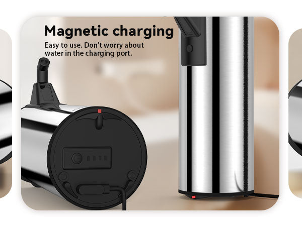Automatic Soap Dispenser,Stainless Steel Material, Rechargeable Touchless Hand Sanitizer Pump,4 Adjustable Levels Smart Electric Dispenser,Suitable for Bathroom,Kitchen