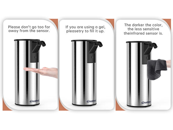 Automatic Soap Dispenser,Stainless Steel Material, Rechargeable Touchless Hand Sanitizer Pump,4 Adjustable Levels Smart Electric Dispenser,Suitable for Bathroom,Kitchen