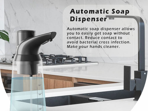 Adjustable Automatic Soap Dispenser Touchless, 4 Adjustable Levels，Battery Powered Operated Sensor Liquid Soap Pump，Touch-Free Hand Sanitizer Dispenser