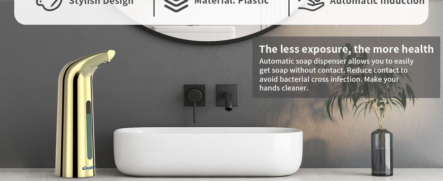 Convenient Automatic Soap Dispenser,4 Adjustable Levels Touchless Hand Sanitizer Pump with Infrared Sensor, 400 ml Countertop Electric Soap Dispenser for Bathroom,Kitchen
