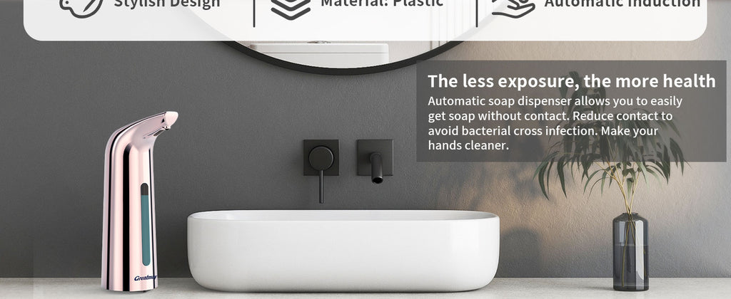Convenient Automatic Soap Dispenser,4 Adjustable Levels Touchless Hand Sanitizer Pump with Infrared Sensor, 350 ml Countertop Electric Soap Dispenser for Bathroom,Kitchen