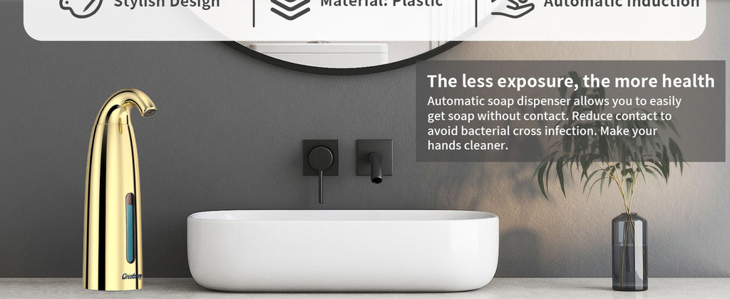 Convenient Automatic Soap Dispenser,4 Adjustable Levels Touchless Hand Sanitizer Pump with Infrared Sensor, 350 ml Countertop Electric Soap Dispenser for Bathroom,Kitchen