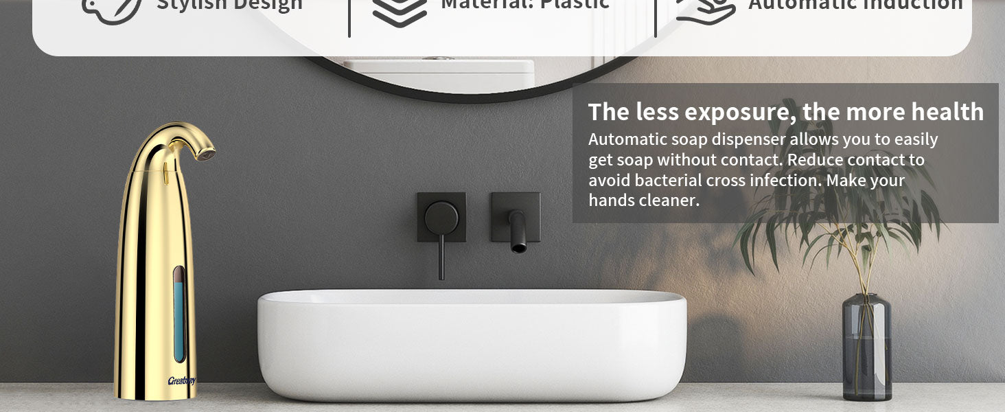Convenient Automatic Soap Dispenser,4 Adjustable Levels Touchless Hand Sanitizer Pump with Infrared Sensor, 350 ml Countertop Electric Soap Dispenser for Bathroom,Kitchen