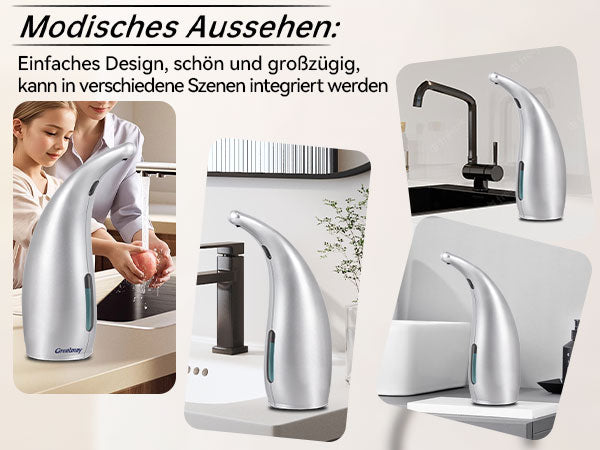 ￼ Adjustable automatic soap dispenser, non-contact, 4-speed adjustable, non-contact sensor liquid soap pump, 300ml AAA battery powered dispenser, suitable for kitchens and bathrooms.