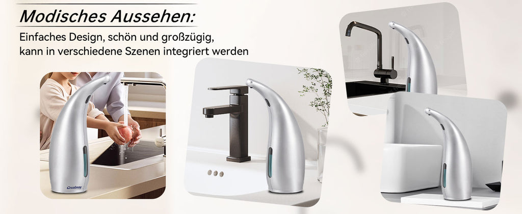 ￼ Adjustable automatic soap dispenser, non-contact, 4-speed adjustable, non-contact sensor liquid soap pump, 300ml AAA battery powered dispenser, suitable for kitchens and bathrooms.