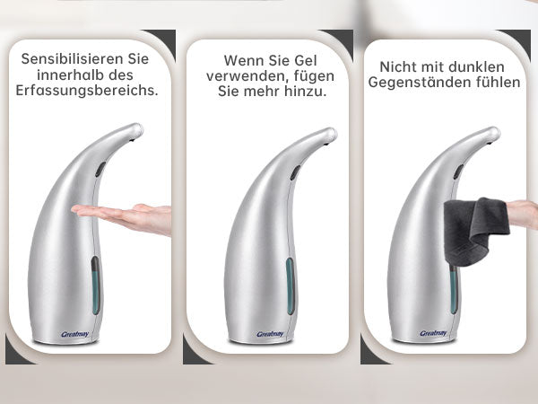 ￼ Adjustable automatic soap dispenser, non-contact, 4-speed adjustable, non-contact sensor liquid soap pump, 300ml AAA battery powered dispenser, suitable for kitchens and bathrooms.